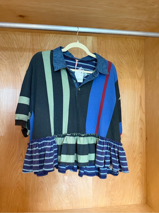 Free People Tops - Free People Harbor Stripped Top - Black, Blue & Green